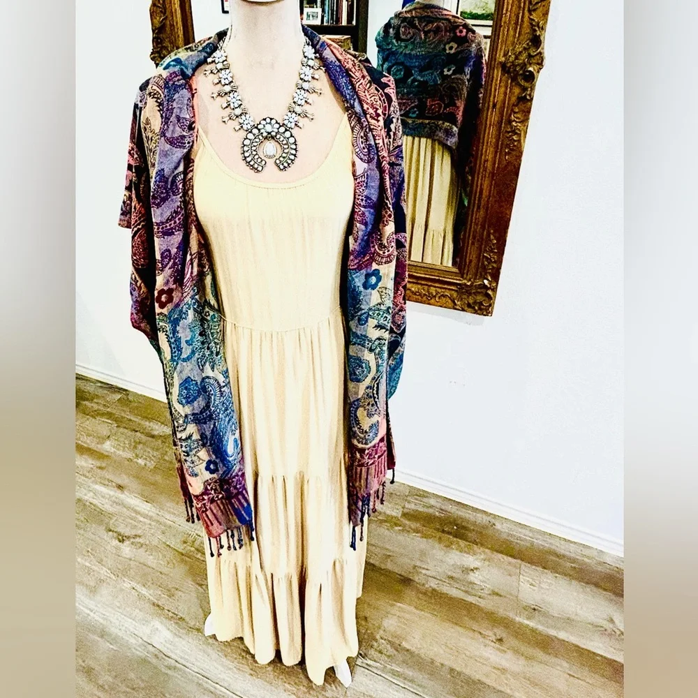 Southwestern Jewel Tone ANU Large Scarf Wrap Shawl Western Gypsy Witchy Boho NEW